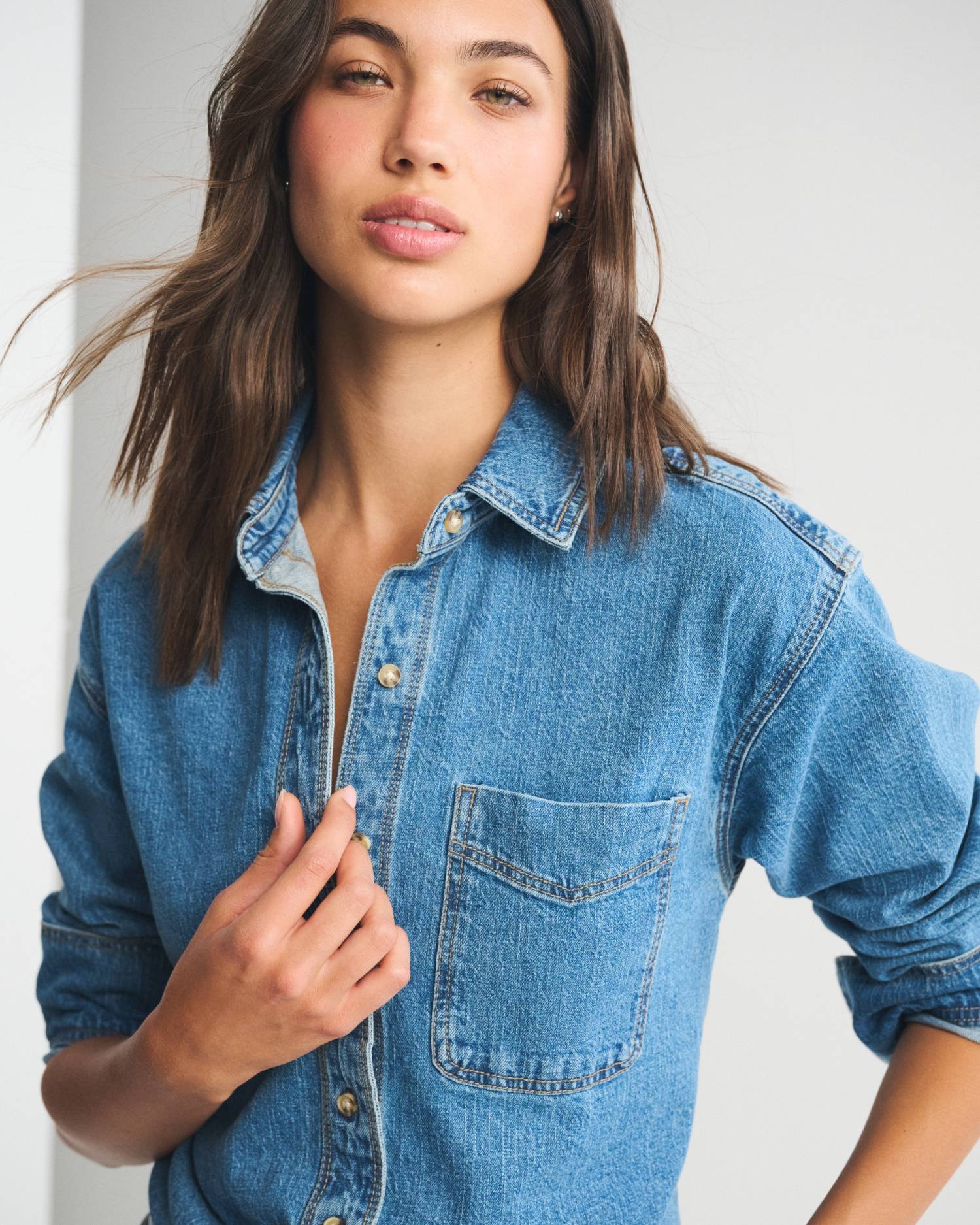 Oversized Linen-Blend Denim Shirt