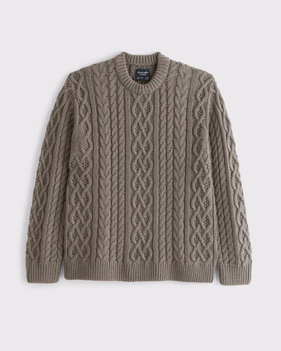 Oversized Cable Crew Sweater