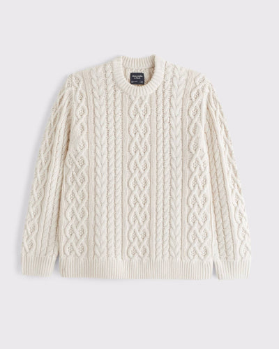 Oversized Cable Crew Sweater