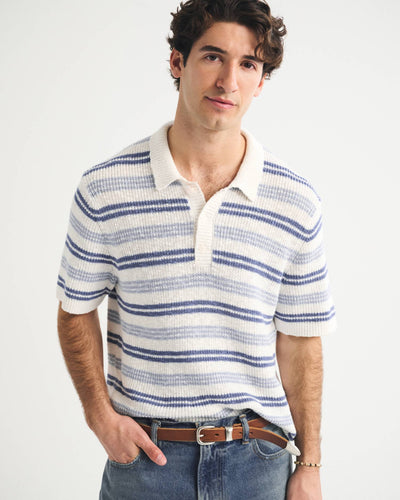 100% Cotton Striped 3-Button Sweater Polo