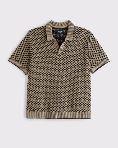 100% Cotton Casual Johnny Collar Sweater Polo