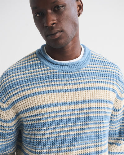 100% Cotton Waffle Roll Neck Crew Sweater