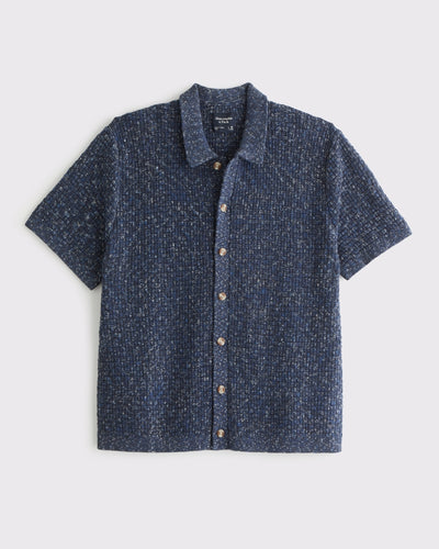 100% Cotton Space-Dye Button-Through Sweater Polo