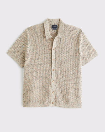 100% Cotton Space-Dye Button-Through Sweater Polo