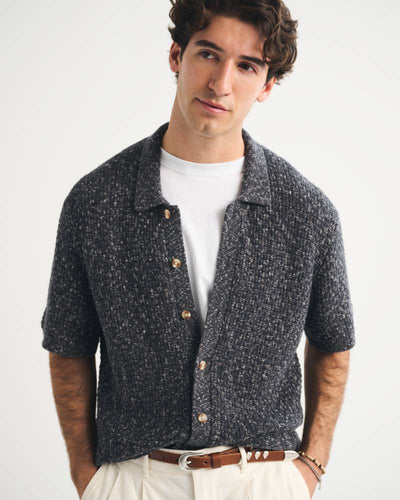 100% Cotton Space-Dye Button-Through Sweater Polo
