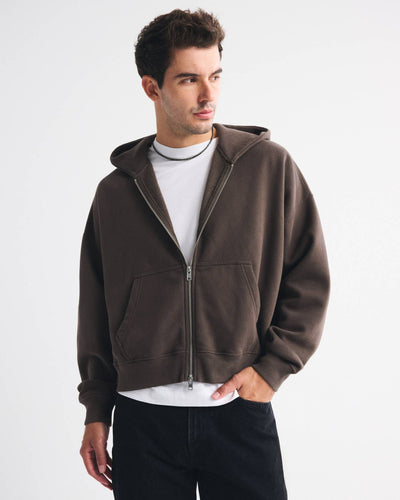 Essential Cropped Full-Zip Hoodie