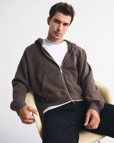 Essential Cropped Full-Zip Hoodie
