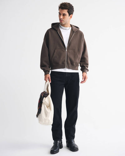 Essential Cropped Full-Zip Hoodie