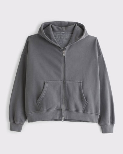 Essential Cropped Full-Zip Hoodie
