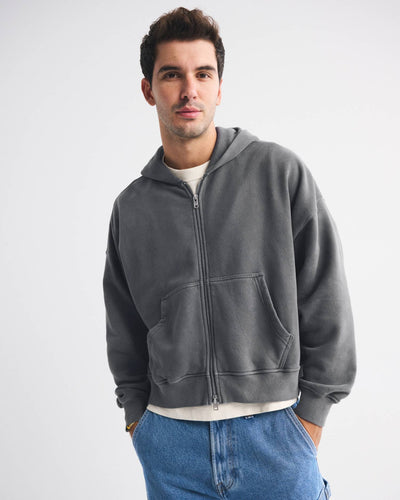 Essential Cropped Full-Zip Hoodie