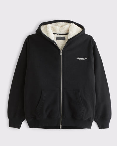 Sherpa-Lined Logo Full-Zip Hoodie