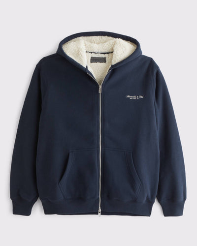 Sherpa-Lined Logo Full-Zip Hoodie