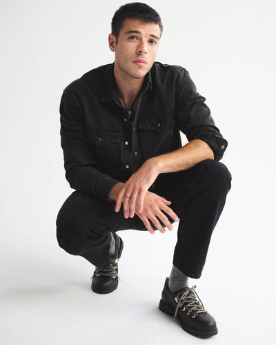 Western Denim Button-Up Shirt