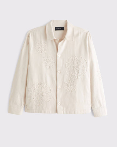 Embroidered Linen-Blend Button-Up Shirt