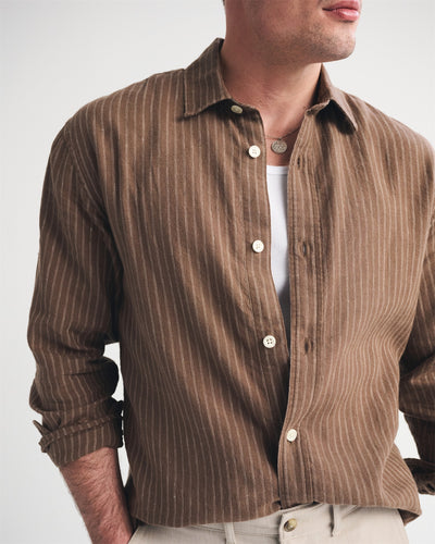 Linen-Blend Striped Shirt