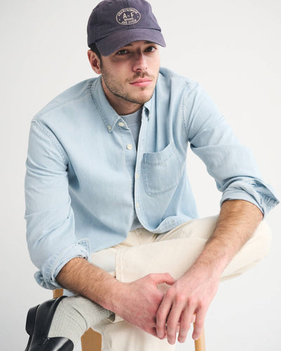Chambray Denim Button-Up Shirt