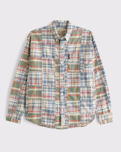 Long-Sleeve Button-Up Preppy Shirt