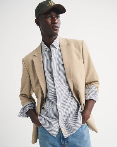 Striped Logo Button-Up Shirt