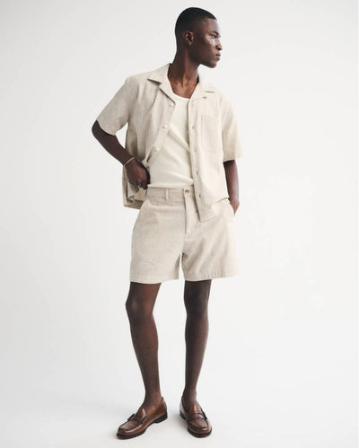 Linen-Blend Plainfront Short
