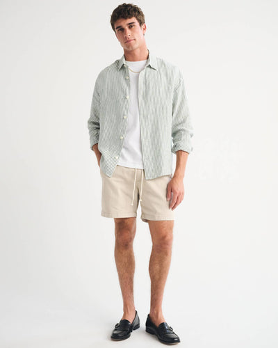 Linen-Blend Denim Pull-On Short