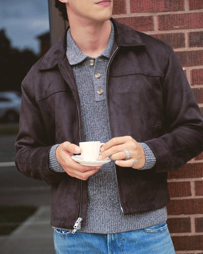 Easy Lightweight Vegan Suede Zip Jacket