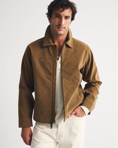 Easy Vegan Suede Zip Trucker Jacket