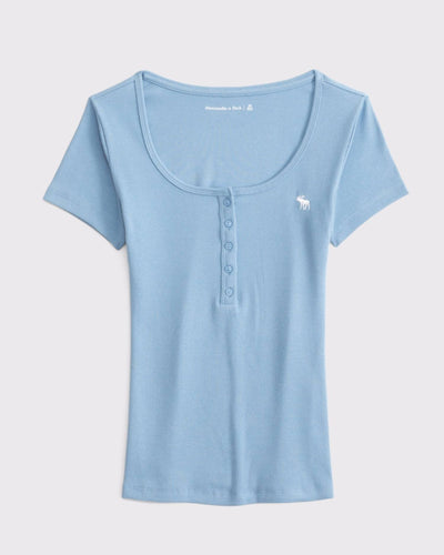 Short-Sleeve Icon Henley Rib Top