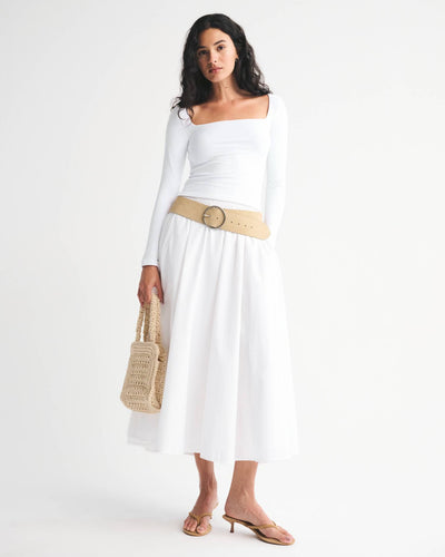 Double-Lined Long-Sleeve Squareneck Top