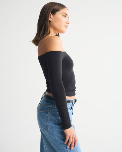 Bra-Free Off-The-Shoulder Long-Sleeve Top