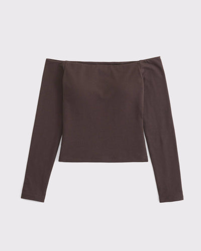 Bra-Free Off-The-Shoulder Long-Sleeve Top