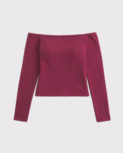 Bra-Free Off-The-Shoulder Long-Sleeve Top