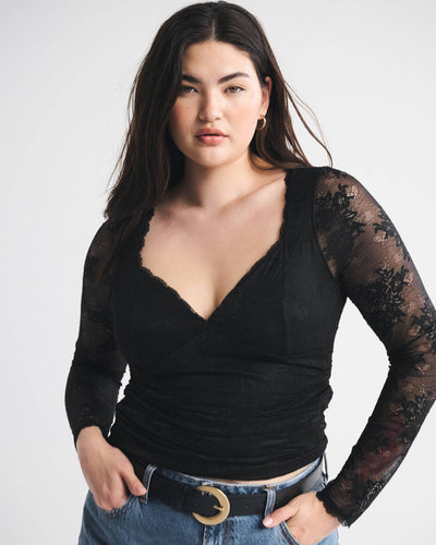 A&F Zoe Bra-Free Long-Sleeve Lace Top