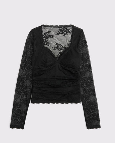 A&F Zoe Bra-Free Long-Sleeve Lace Top