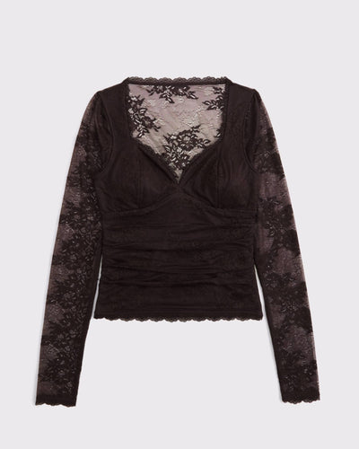A&F Zoe Bra-Free Long-Sleeve Lace Top