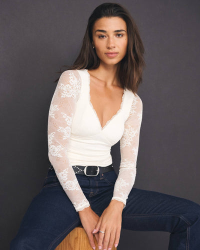 A&F Zoe Bra-Free Long-Sleeve Lace Top