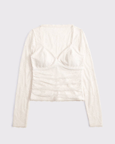 A&F Zoe Bra-Free Long-Sleeve Lace Top