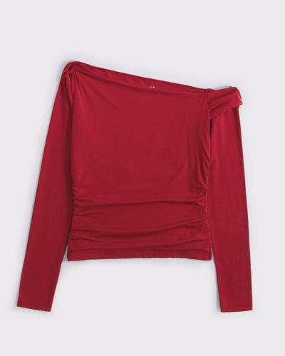 Long-Sleeve Asymmetrical Twist Top