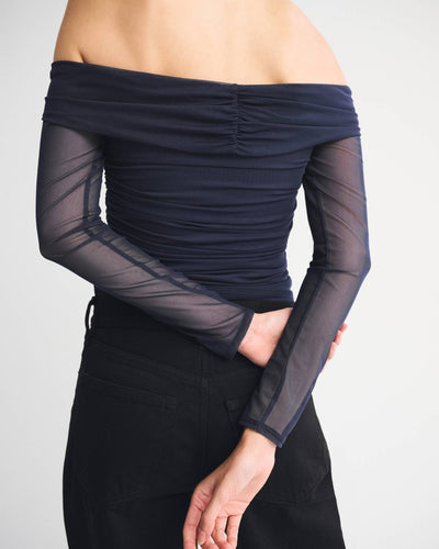 Off-The-Shoulder Mesh Hardware Top