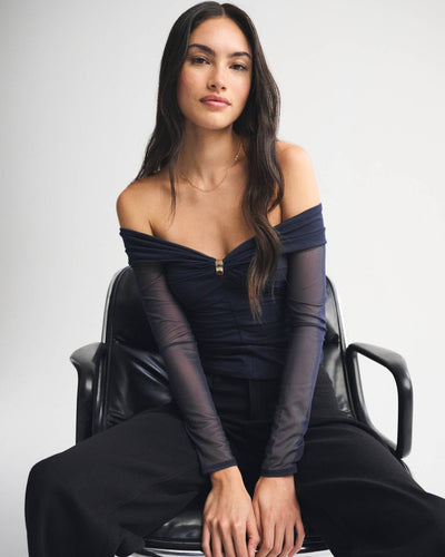 Off-The-Shoulder Mesh Hardware Top
