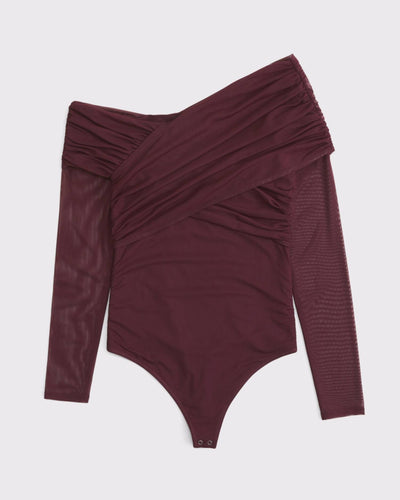 Long-Sleeve Asymmetrical Wrap Bodysuit