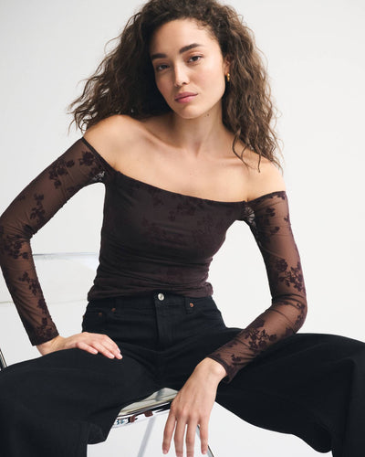 Bra-Free Off-The-Shoulder Long-Sleeve Top