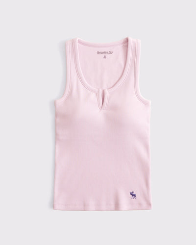 Bra-Free Rib Notch-Neck Icon Tank