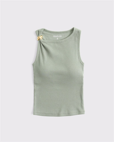 Bra-Free Hardware High-Neck Tank