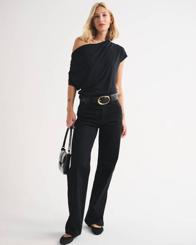Asymmetrical Draped Cowl Neck Top