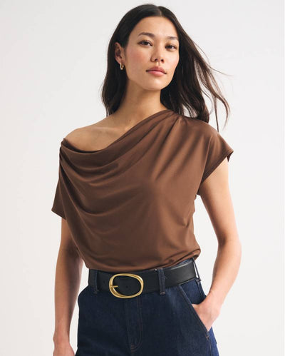 Asymmetrical Draped Cowl Neck Top
