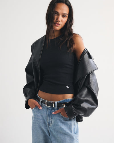 Bra-Free Rib High-Neck Icon Tank