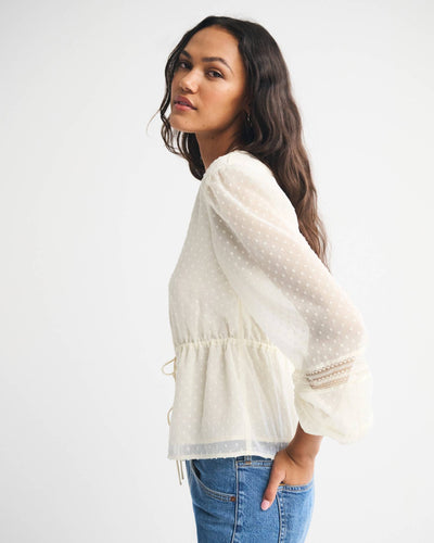 Long-Sleeve Tie-Front Top