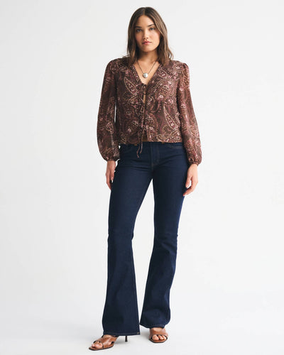 Long-Sleeve Tie-Front Top