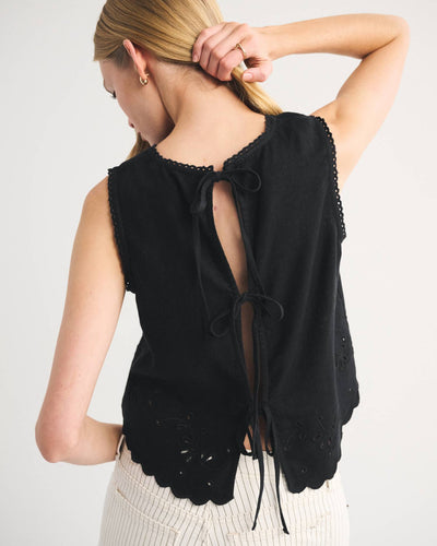 Linen-Blend Tie-Back Top