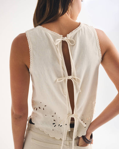 Linen-Blend Tie-Back Top